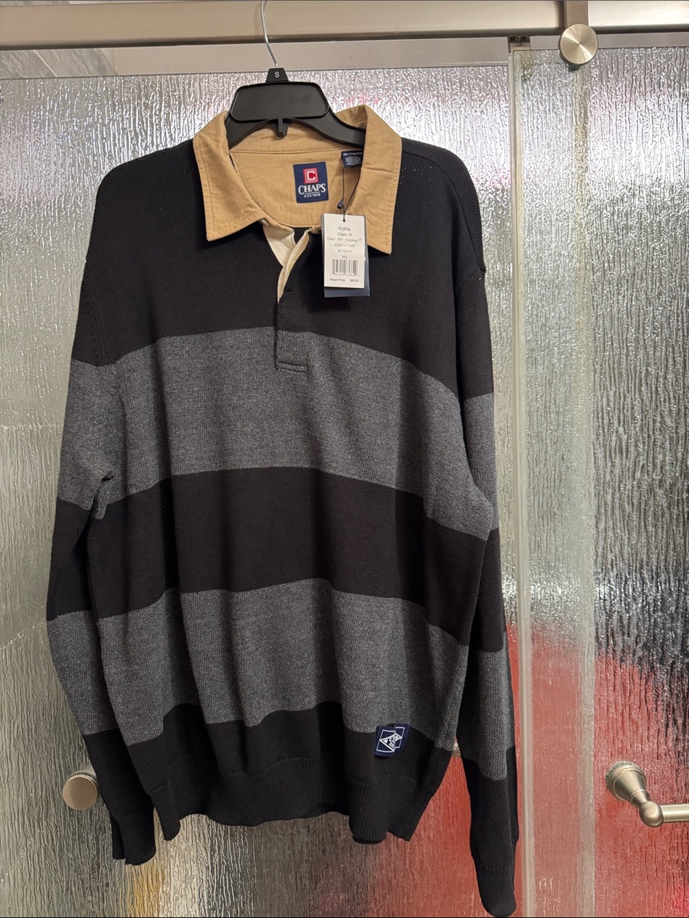 Chaps Men’s Striped V-Neck Rugby Sweater